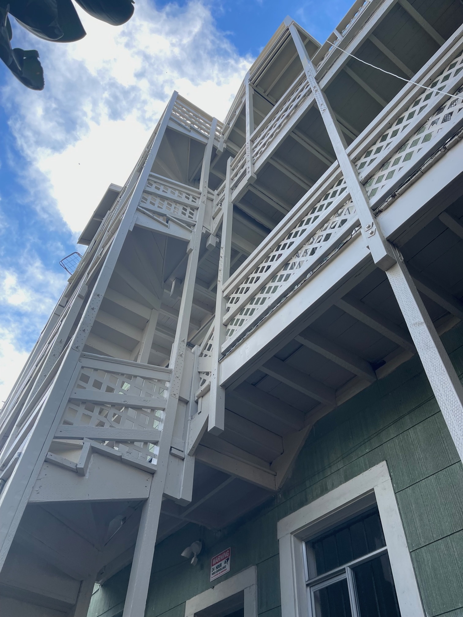 Custom-built deck and stairway with wood finish